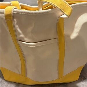 Lands End zip top tote beige and gold zip top Canvas Tote Bag
